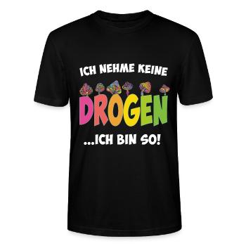 Ich nehme keine Drogen - Ich bin so - Stanley/Stella Unisex Bio-T-Shirt CRAFTER - Schwarz - Vorne - Alina (178cm) & Michal (187cm)
