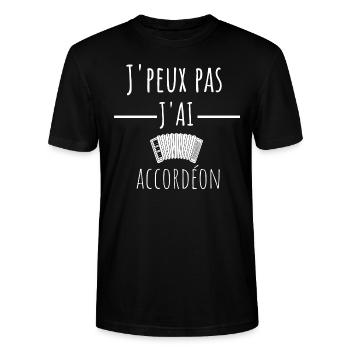 j'peux pas j'ai accordéon cadeau anniversaire - T-shirt bio CRAFTER Stanley Stella Unisexe - noir - Devant - Alina (178cm) & Michal (187cm)