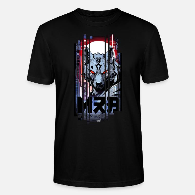 Silver Wolf Cyborg Geometric - Stanley/Stella CRAFTER Unisex Organic T-Shirt - black