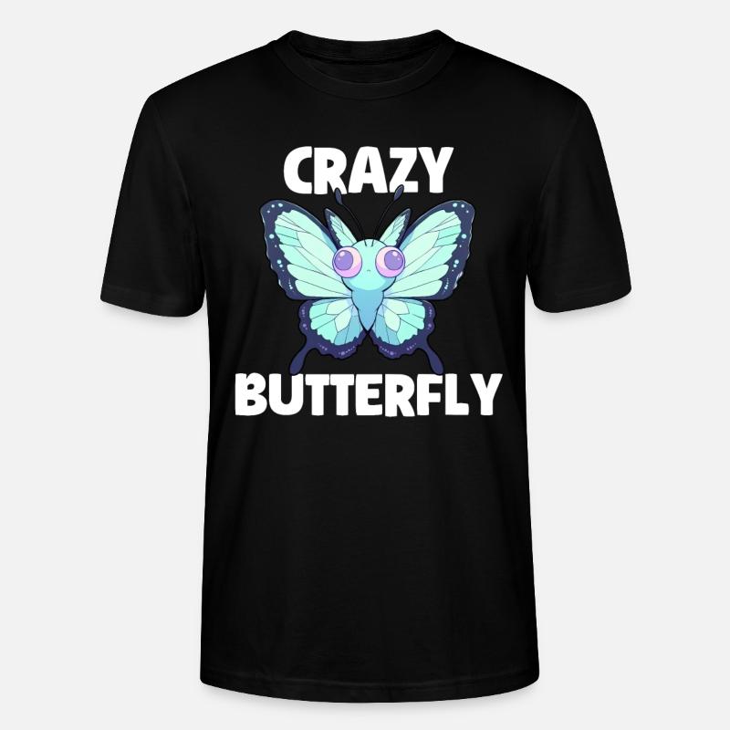 Crazy Butterfly - Stanley/Stella Unisex Bio-T-Shirt CRAFTER - Schwarz
