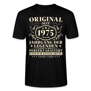 50 Jahre Original seit 1975 Jahrgang - Stanley/Stella Unisex Bio-T-Shirt CRAFTER - Schwarz - Vorne - Alina (178cm) & Michal (187cm)
