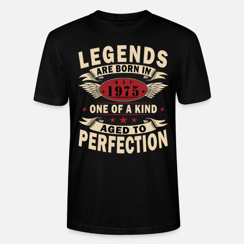Légendes nées en mai 1975 Anniversaire mai 1975 - T-shirt bio CRAFTER Stanley Stella Unisexe - noir