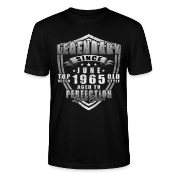 June 1965 Original 1965 Anniversary 1965 June - Stanley/Stella CRAFTER Unisex Organic T-Shirt - black - Front - Alina (178cm) & Michal (187cm)