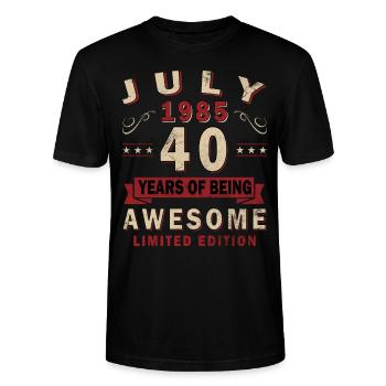 Vintage July 1985 Vintage Retro Birthday - Stanley/Stella CRAFTER Unisex Organic T-Shirt - black - Front - Alina (178cm) & Michal (187cm)
