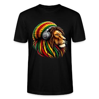 Rasta Reggae Headphone Jamaican Pride Lion Judah - T-shirt bio CRAFTER Stanley Stella Unisexe - noir - Devant - Alina (178cm) & Michal (187cm)