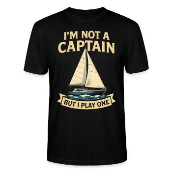 Funny saying I'm not a captain Saying - Stanley/Stella CRAFTER Unisex Organic T-Shirt - black - Front - Alina (178cm) & Michal (187cm)