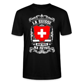 La Suisse - Mon Pays - Ma Patrie - Stanley/Stella Unisex Bio-T-Shirt CRAFTER - Schwarz - Vorne - Alina (178cm) & Michal (187cm)
