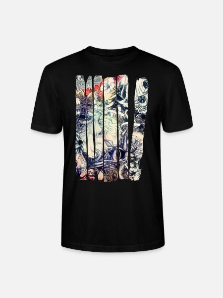 Flower and skull - Stanley/Stella CRAFTER Unisex Organic T-Shirt - black