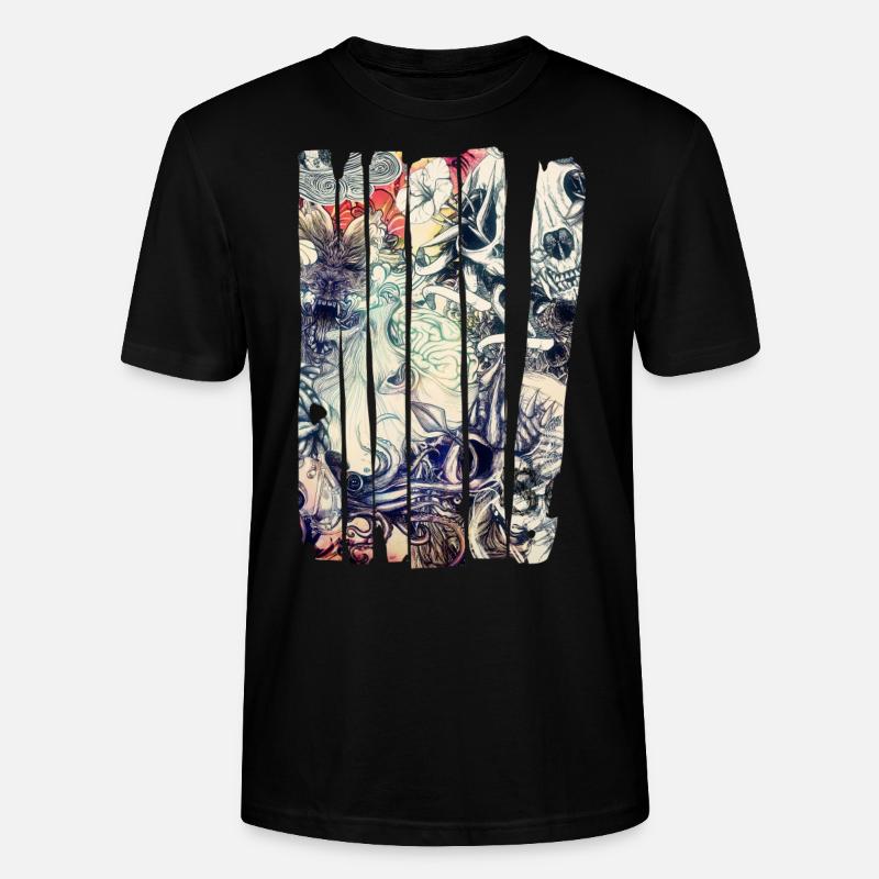 Fleur et crâne - T-shirt bio CRAFTER Stanley Stella Unisexe - noir