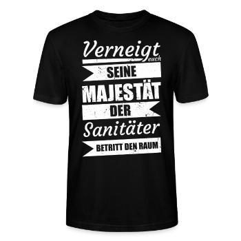 Sanitäter - lustiges Geschenk - Stanley/Stella Unisex Bio-T-Shirt CRAFTER - Schwarz - Vorne - Alina (178cm) & Michal (187cm)