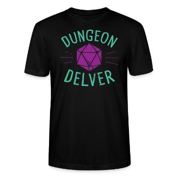 Dungeon Delver violet auqa - Stanley/Stella CRAFTER Unisex Organic T-Shirt - black - Front - Alina (178cm) & Michal (187cm)