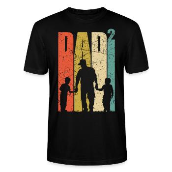 Papa Shirt zwei Söhne zweifacher Vater Geschenk - Stanley/Stella Unisex Bio-T-Shirt CRAFTER - Schwarz - Vorne - Alina (178cm) & Michal (187cm)
