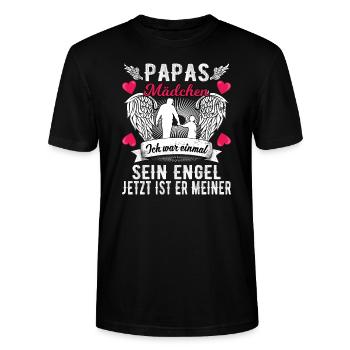 Papas Mädchen Engel Vater Tochter Familie Papa - Stanley/Stella Unisex Bio-T-Shirt CRAFTER - Schwarz - Vorne - Alina (178cm) & Michal (187cm)