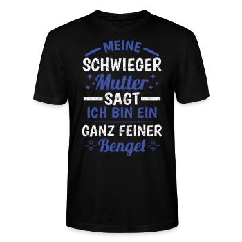 Schwiegermutter Traum Schwiegersohn - Stanley/Stella Unisex Bio-T-Shirt CRAFTER - Schwarz - Vorne - Alina (178cm) & Michal (187cm)