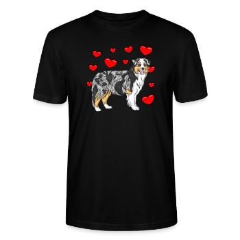 Australian Shepherd - Stanley/Stella Unisex Bio-T-Shirt CRAFTER - Schwarz - Vorne - Alina (178cm) & Michal (187cm)
