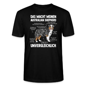 Australian Shepherd Aussie - Stanley/Stella Unisex Bio-T-Shirt CRAFTER - Schwarz - Vorne - Alina (178cm) & Michal (187cm)