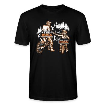 Motocross Vater Sohn Partnerlook Vatertag - Stanley/Stella Unisex Bio-T-Shirt CRAFTER - Schwarz - Vorne - Alina (178cm) & Michal (187cm)