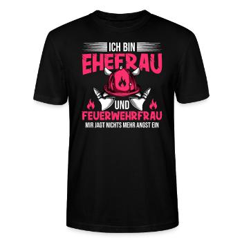 Feuerwehrfrau Feuerwehr Feuerwehrmann Mama - Stanley/Stella Unisex Bio-T-Shirt CRAFTER - Schwarz - Vorne - Alina (178cm) & Michal (187cm)