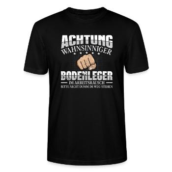 Bodenleger Achtung wahnsinniger Mosaikleger - Stanley/Stella Unisex Bio-T-Shirt CRAFTER - Schwarz - Vorne - Alina (178cm) & Michal (187cm)