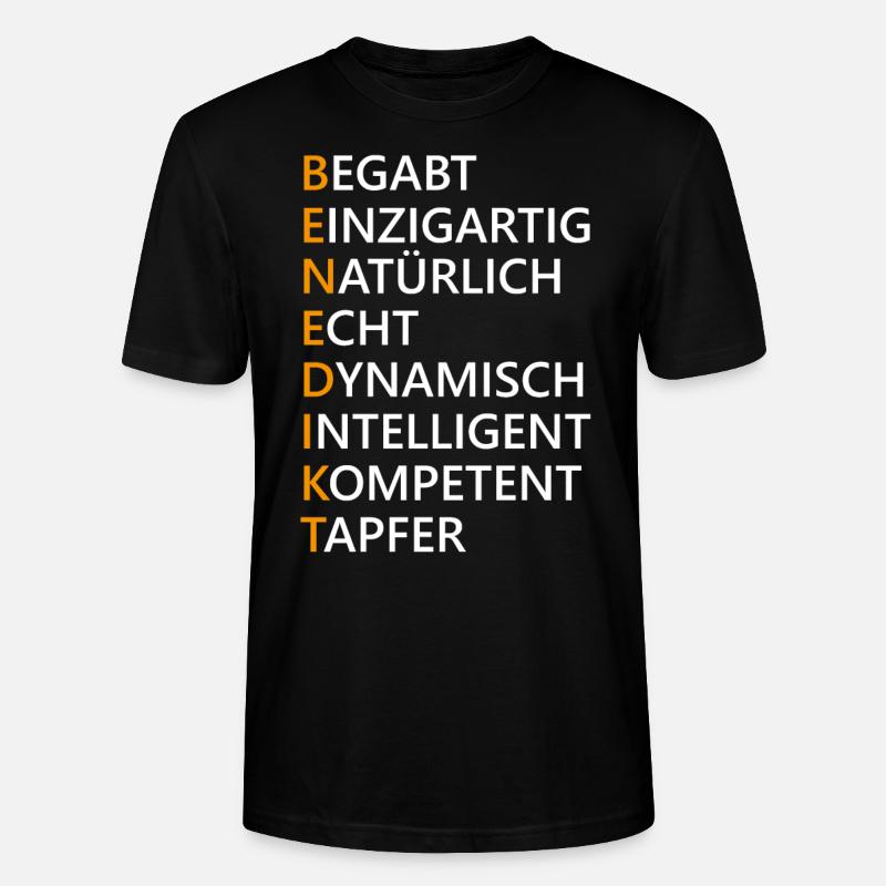 Benedikt Name Geschenk - Stanley/Stella Unisex Bio-T-Shirt CRAFTER - Schwarz