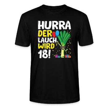 Hurra der Lauch wird 18 - Stanley/Stella Unisex Bio-T-Shirt CRAFTER - Schwarz - Vorne - Alina (178cm) & Michal (187cm)