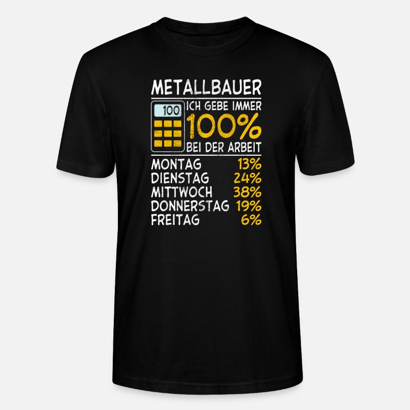 Immer 100% Metallbauer - Stanley/Stella Unisex Bio-T-Shirt CRAFTER - Schwarz