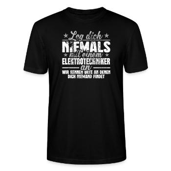Elektrotechniker - Stanley/Stella Unisex Bio-T-Shirt CRAFTER - Schwarz - Vorne - Alina (178cm) & Michal (187cm)