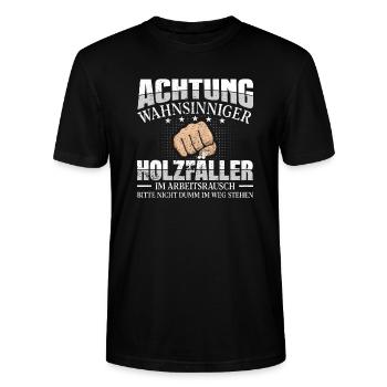 Holzfäller Achtung wahnsinniger Förster - Stanley/Stella Unisex Bio-T-Shirt CRAFTER - Schwarz - Vorne - Alina (178cm) & Michal (187cm)