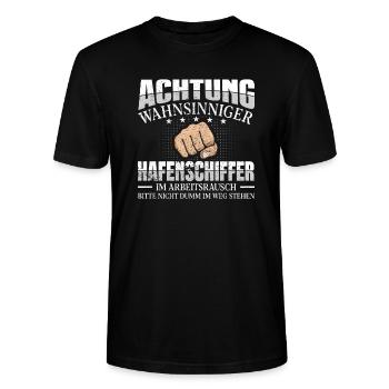 Hafenschiffer Achtung wahnsinniger Bootsbauer - Stanley/Stella Unisex Bio-T-Shirt CRAFTER - Schwarz - Vorne - Alina (178cm) & Michal (187cm)