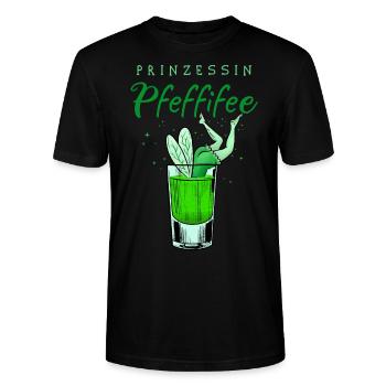 Prinzessin Pfeffifee Pfefferminz Likör Saufen JGA - Stanley/Stella Unisex Bio-T-Shirt CRAFTER - Schwarz - Vorne - Alina (178cm) & Michal (187cm)