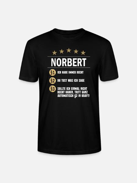 Norbert Habe immer Recht Namenstag - Stanley/Stella Unisex Bio-T-Shirt CRAFTER - Schwarz