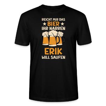 Reicht mir das Bier Erik Saufen Namen - Stanley/Stella Unisex Bio-T-Shirt CRAFTER - Schwarz - Vorne - Alina (178cm) & Michal (187cm)