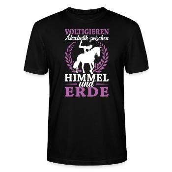Voltigieren - Stanley/Stella Unisex Bio-T-Shirt CRAFTER - Schwarz - Vorne - Alina (178cm) & Michal (187cm)