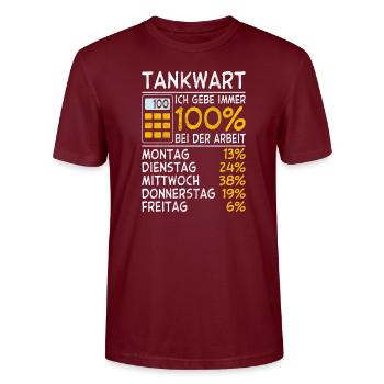 Tankwart Immer 100% - Stanley/Stella Unisex Bio-T-Shirt CRAFTER - Burgunderrot - Vorne - Alina (178cm) & Michal (187cm)