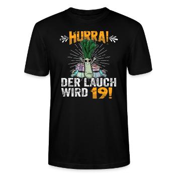 Hurra der Lauch wird 19 - Stanley/Stella Unisex Bio-T-Shirt CRAFTER - Schwarz - Vorne - Alina (178cm) & Michal (187cm)