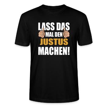 Lass das mal den Justus machen - Stanley/Stella Unisex Bio-T-Shirt CRAFTER - Schwarz - Vorne - Alina (178cm) & Michal (187cm)