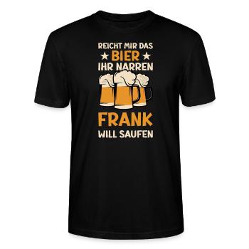 Reicht mir das Bier Frank Saufen Namen - Stanley/Stella Unisex Bio-T-Shirt CRAFTER - Schwarz - Vorne - Alina (178cm) & Michal (187cm)