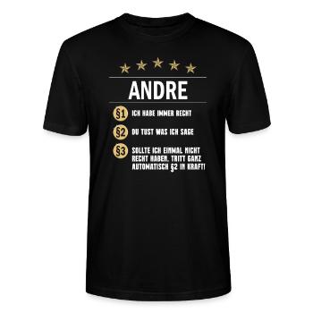 Andre Habe immer Recht Namenstag - Stanley/Stella Unisex Bio-T-Shirt CRAFTER - Schwarz - Vorne - Alina (178cm) & Michal (187cm)