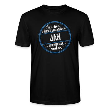 Ich bin dieser legendärer Jan Name - Stanley/Stella Unisex Bio-T-Shirt CRAFTER - Schwarz - Vorne - Alina (178cm) & Michal (187cm)