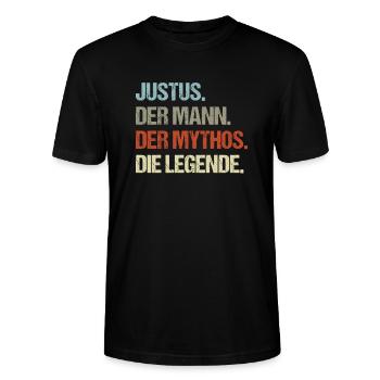 Justus der Mann der Mythos die Legende - Stanley/Stella Unisex Bio-T-Shirt CRAFTER - Schwarz - Vorne - Alina (178cm) & Michal (187cm)