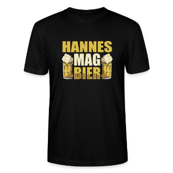 Hannes mag Bier Name Geburtstag - Stanley/Stella Unisex Bio-T-Shirt CRAFTER - Schwarz - Vorne - Alina (178cm) & Michal (187cm)