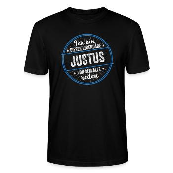 Ich bin dieser legendärer Justus Name - Stanley/Stella Unisex Bio-T-Shirt CRAFTER - Schwarz - Vorne - Alina (178cm) & Michal (187cm)