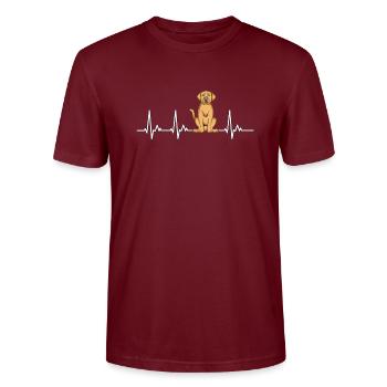 Broholmer gavehunde - Stanley Stella CRAFTER unisex økologisk-T-shirt - burgunder-rød - Foran - Alina (178cm) & Michal (187cm)