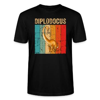 Diplodocus Dinosaure Enfants Dino Cadeau - T-shirt bio CRAFTER Stanley Stella Unisexe - noir - Devant - Alina (178cm) & Michal (187cm)