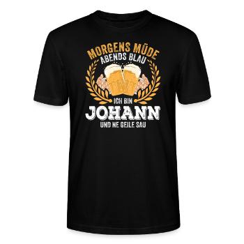 Johann Vorname Name Geburtstag Bier saufen - Stanley/Stella Unisex Bio-T-Shirt CRAFTER - Schwarz - Vorne - Alina (178cm) & Michal (187cm)