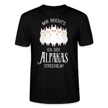 Mir Reichts Ich Geh Alpakas Streicheln - Stanley/Stella Unisex Bio-T-Shirt CRAFTER - Schwarz - Vorne - Alina (178cm) & Michal (187cm)