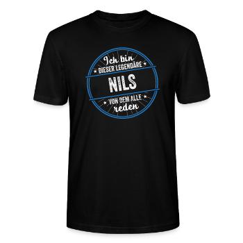 Ich bin dieser legendärer Nils Name - Stanley/Stella Unisex Bio-T-Shirt CRAFTER - Schwarz - Vorne - Alina (178cm) & Michal (187cm)