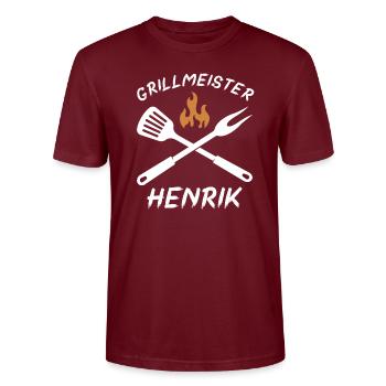 Grillmeister Henrik - Stanley/Stella Unisex Bio-T-Shirt CRAFTER - Burgunderrot - Vorne - Alina (178cm) & Michal (187cm)