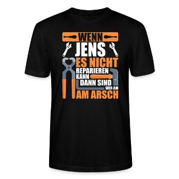 Vorname Jens Name Geburtstag Geschenk - Stanley/Stella Unisex Bio-T-Shirt CRAFTER - Schwarz - Vorne - Alina (178cm) & Michal (187cm)