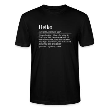 Heiko Definition Namenstag Geburtstag Name - Stanley/Stella Unisex Bio-T-Shirt CRAFTER - Schwarz - Vorne - Alina (178cm) & Michal (187cm)